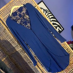 BEAUTIFUL ROYAL BLUE CROCHETED BACK DUSTER